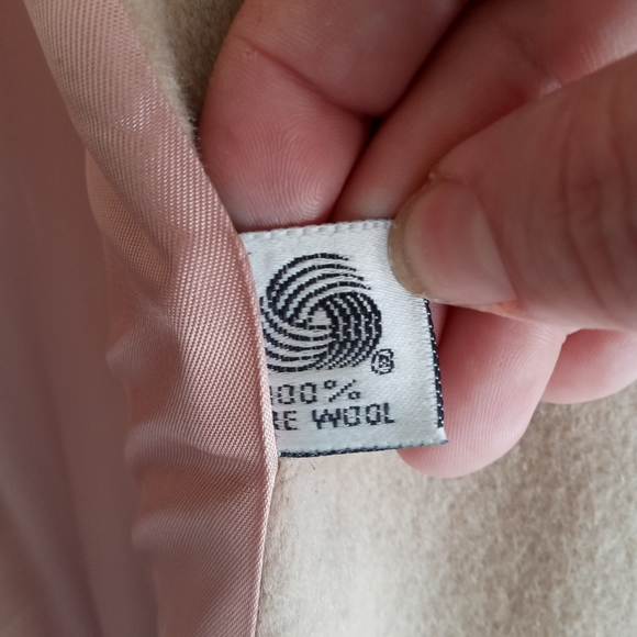 Bill Blass Wool Pea Coat Tan Cream - Picture 3 of 6